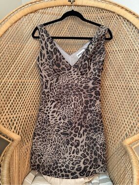 Princess Polly Taupe and Black Leopard Slip Dress